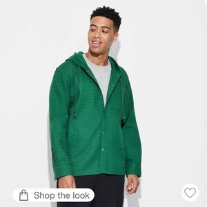 NWT Men's Hooded Long Sleeve Button-Down Shirt - Original Use™ Green M
